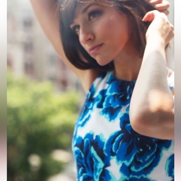 Anthropologie | Pooridge Rosebloom Burnout Fit and Flare Dress Blue, Size 4 - Picture 2 of 5